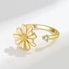 Purple Enamel Rotating Daisy Ring Anti Anxiety Stress Relief Jewelry Set For Calming And Relaxation