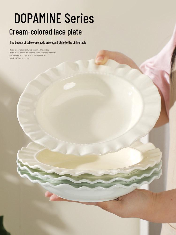 Set of 2 Creative 8-inch French Lace Plates - Classic Cream Soup Dish, 2025 Design