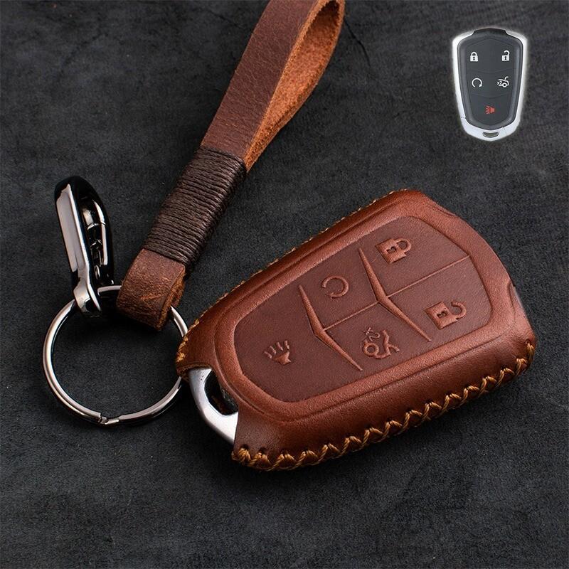 Leather Car Key Fob Case Cover Bag For Cadillac CT6 CTS XTS XT5 ATS SRX