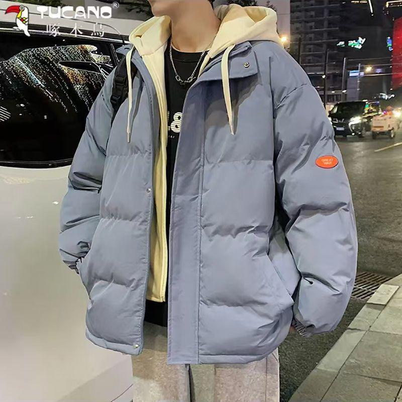 

Woodpecker Men s Winter Hooded Thickened Faux Two-Piece Cotton Sports Jacket 5XL 100-110kg