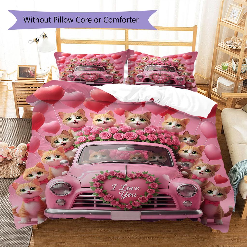 Trucks animals Pattern Bedding Quilt Set Quilt Cover Pillowcase Home Decoration Birthday Gift (1 * duvet cover + 2 * pillowcase, without core)