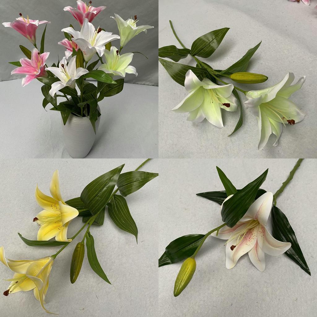 Lifelike 3d Cloth Lilies Artificial Flowers For Home Decor Wedding Centerpiece Floral Arrangement