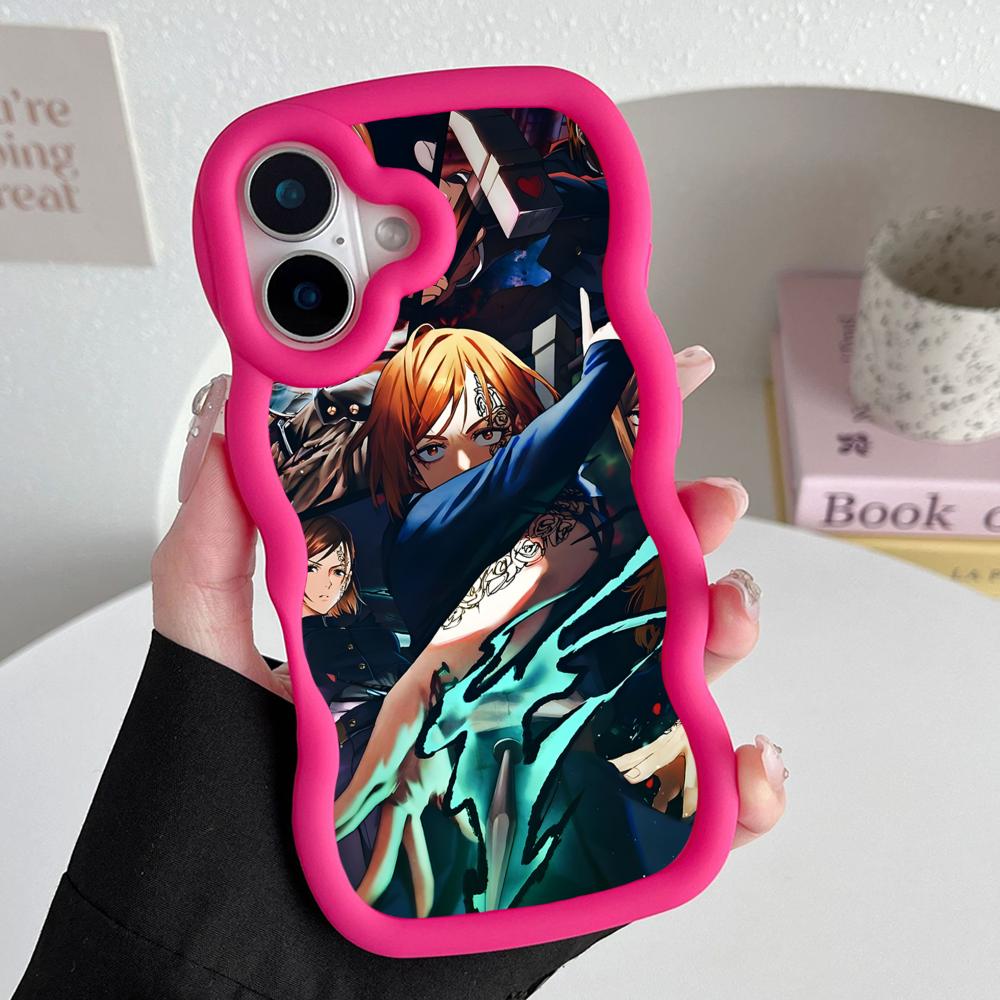 Jujutsu Kaisen Nobara Mobile Phone Case for iPhone 17 16 15 14 13 12 11 Air Pro Max Plus Wavy Edge TPU Colorful Cover Luxury