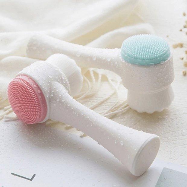 **"Double-Sided Face Wash Brush: Soft Bristle & Silicone Cleanser for Blackheads and Pore Cleansing"**