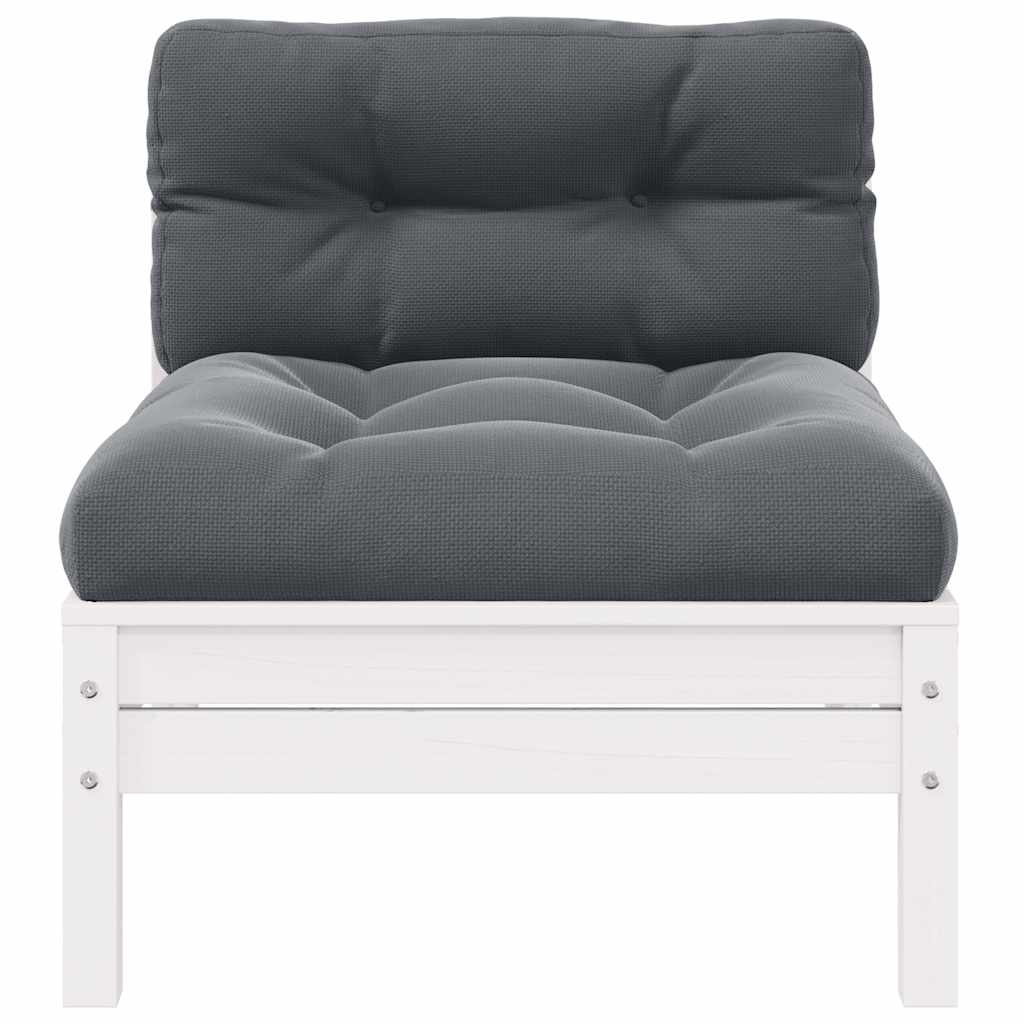vidaXL 2-Sitzer-Gartensofa mit Kissen Weiß Massivholz Kiefer