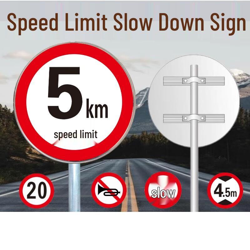 Reflective Warning Sign with Pole and Base
