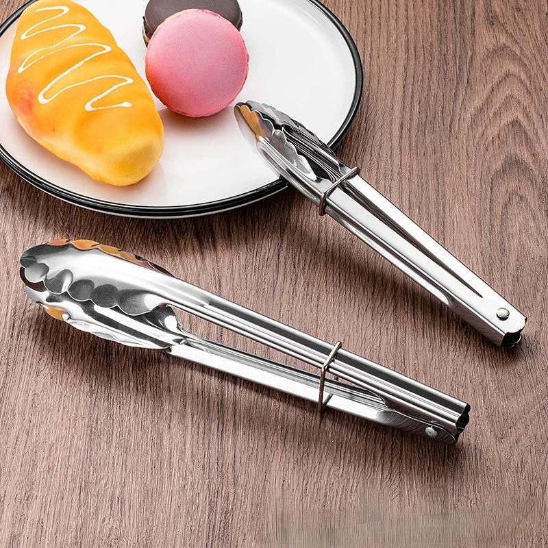 Stainless Steel Food Tongs Cooking BBQ Meat Clip Heat Bread Salad Kitchen Tool 12/14in Non-slip Utensils Kitchen Accessories