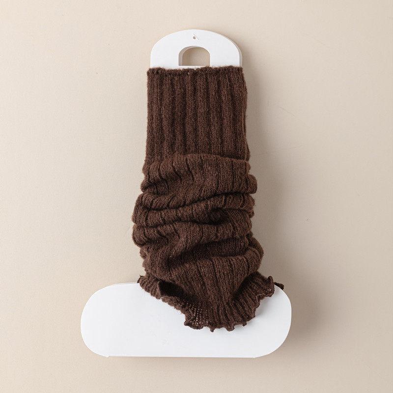 Women's White Knitted Slouch Socks for Spring/Autumn, Mid-High Calf, JK School Style, Perfect with Leather Shoes