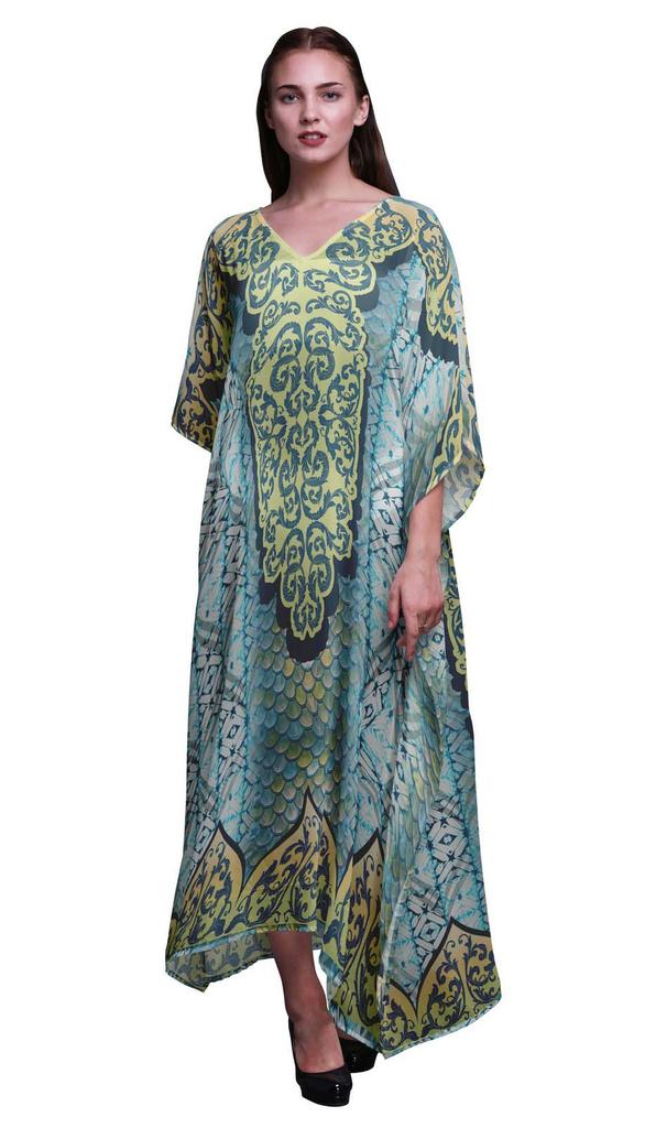Phagun Paisley Ethnic Ladies Kaftan Holiday Loungewear Maxi Dress Beach