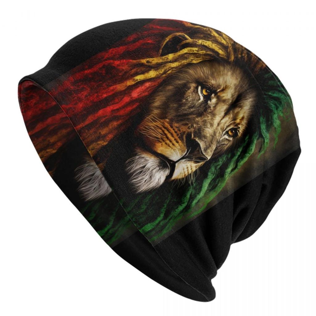Custom Jamaica Rasta Lion Skullies Beanies Caps Unisex Winter Warm Knit Hat Reggae Jamaican Flag Bonnet Hats Outdoor Ski Cap