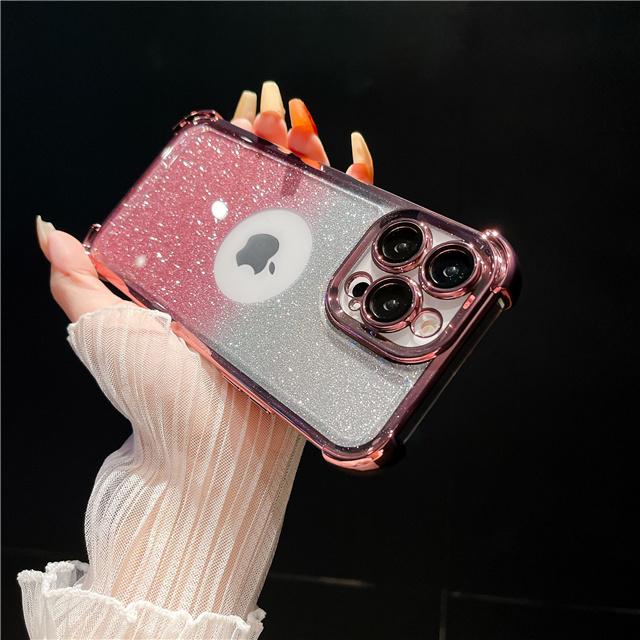 

Для iPhone 15 Pro Max Роскошная гальванизированная рамка Блестящий чехол для телефона с блестками Для iPhone 11 12 13 14 15 16 Plus Защитная крышка для объектива For 16 Pro Max