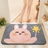 Cute Rabbit Series Super Soft Bath Mat - Thickened Flocked Machine-Washable Bathroom Rug, Non-Slip Decorative Doormat for Home