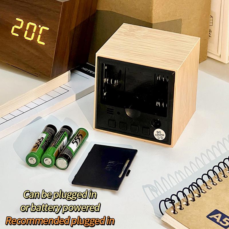 Wooden Digital Alarm Clock with Temperature Table Clock Digital Voice Control Alarm Clock Desktop LED Alarm Clocks Ornament