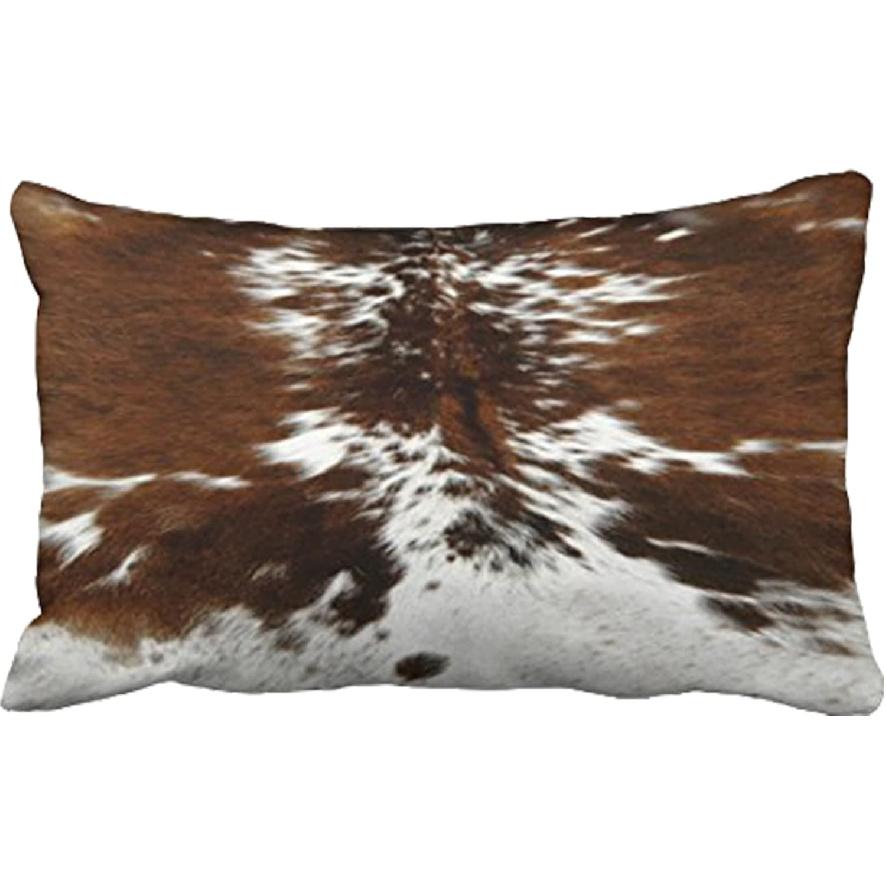 Leaveland Throw Pillowcase 20 x 20 Tri Color Brown Cowhide Print Throw Pillow Cover