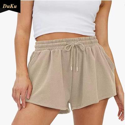 Frühlings- und Sommersport Laufen High-Waist Tasche Fitness Damen Kordelzug Lässige Shorts