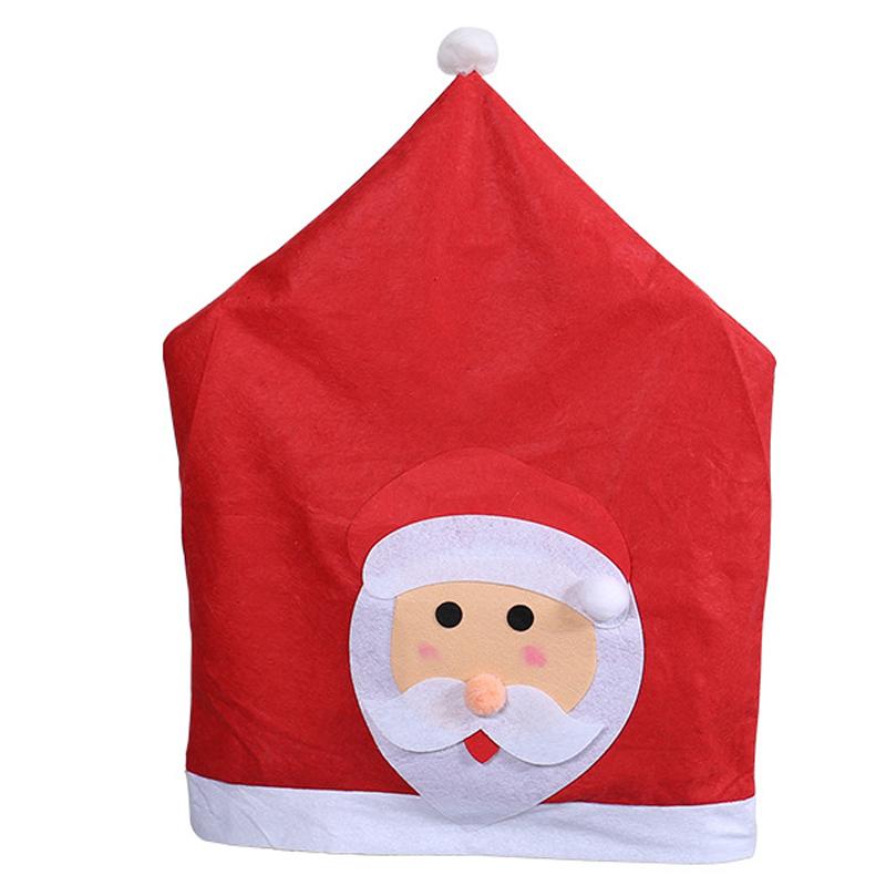 Christmas Chair Back Cover Cartoon Santa Snowman Elk Chair Slipcovers Protector for Dining Room Kitchen Christmas Decor