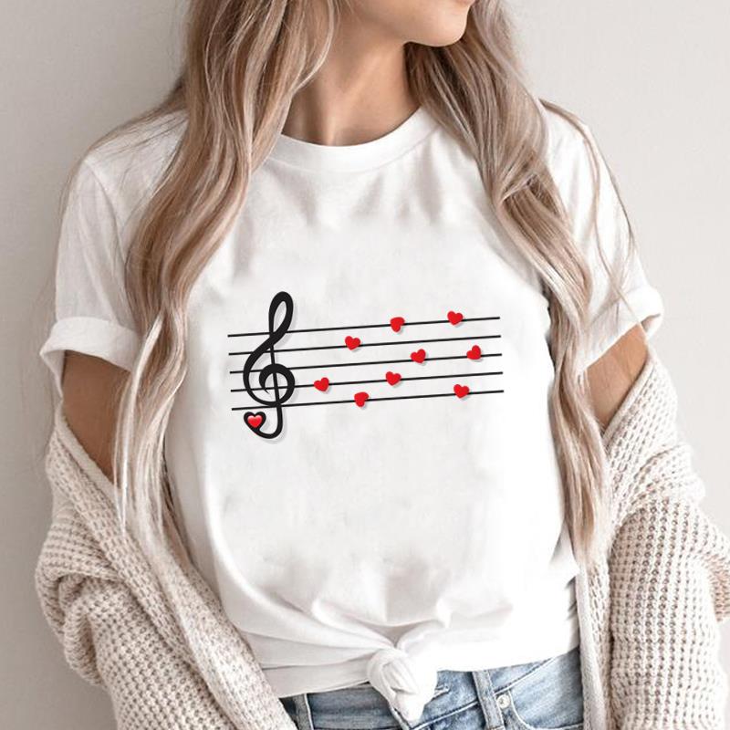 (Asian Size) love style letter Fashion Female Casual Clothing Graphic Tee Women's Top Print O-neck T Short Sleeve T-shirts
