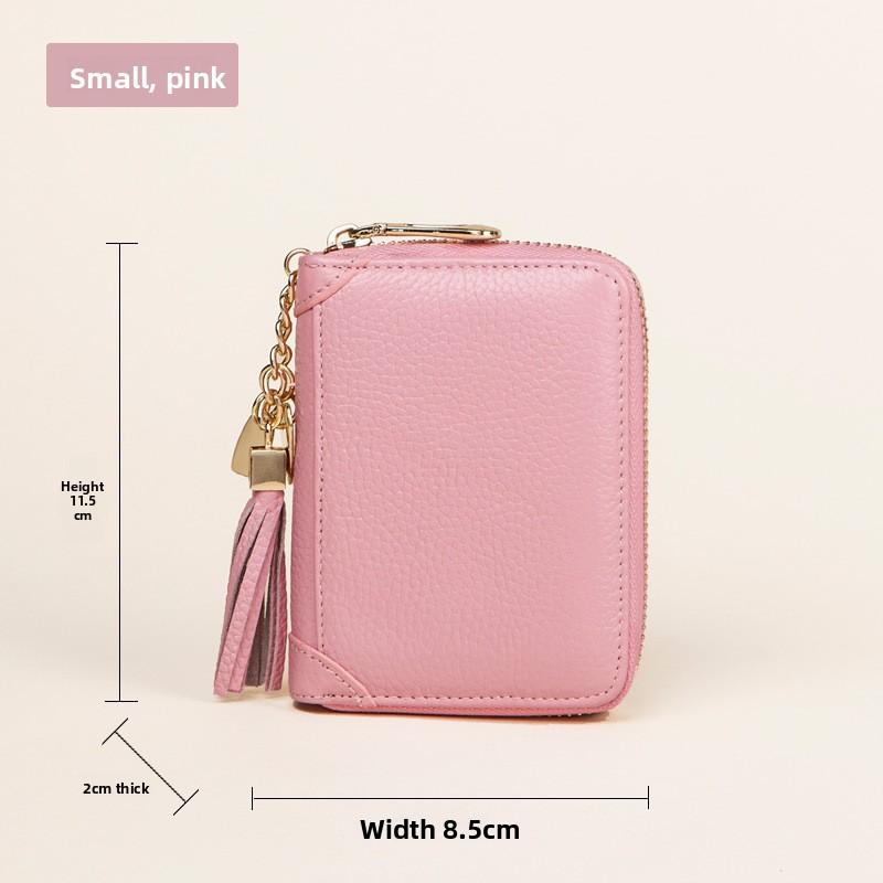 Card bag women's multi-card position wallet leather anti-theft RFID card holder zipper credit driver's license holder