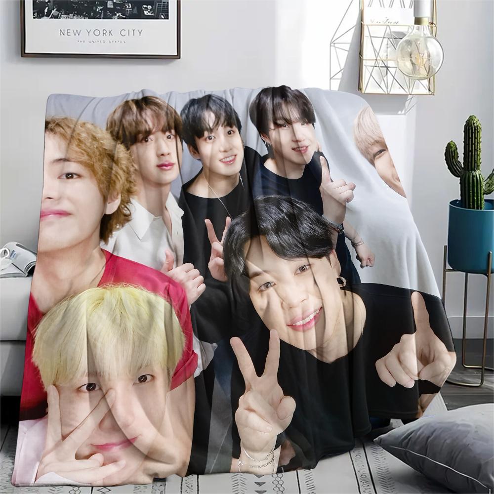 BTS,pattern Flannel Blanket, High quality Comfortable for All Seasons, Home Decor, Warmth and Comfort, Perfect for Gifts.