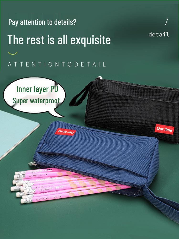 Japanese-Style Canvas Pencil Case: Spacious and Simple for Boys, Junior High, and High School Students