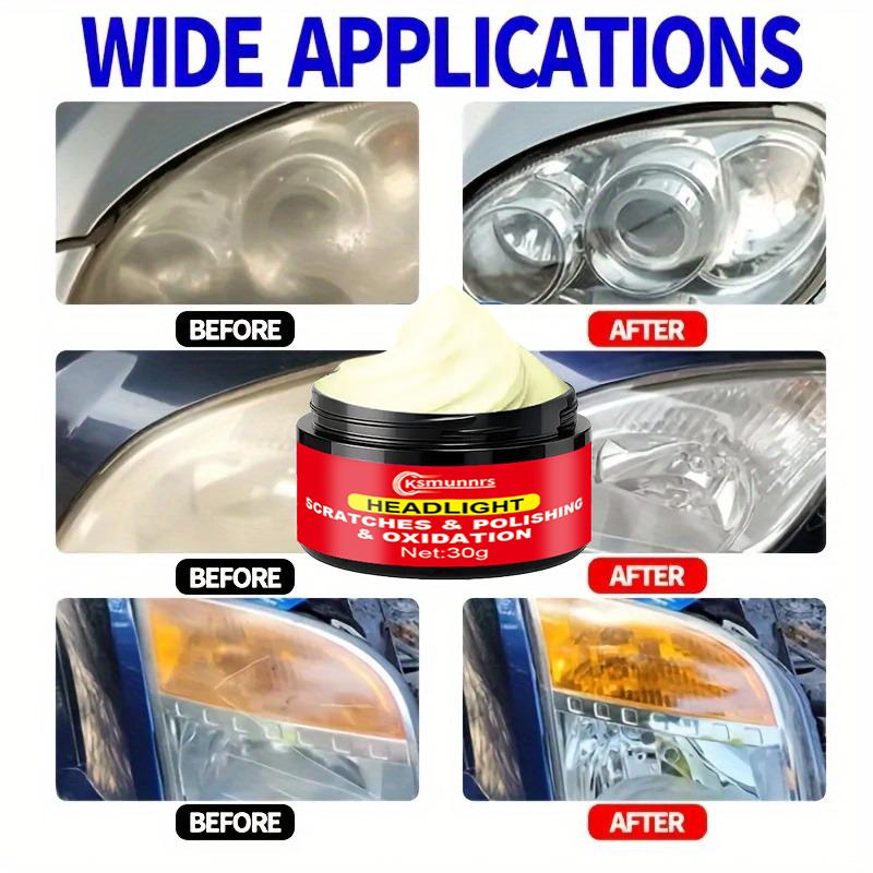 Car Headlight Restoration Paste, 30ml Headlight Polishing Compound, Removes Oxidation and Yellowing, Repairs Scratches and Haze,