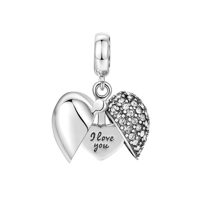 S925 Silver Fashion Zircon Heart Pendant DIY Craft Accessory For Necklace Jewelry Making