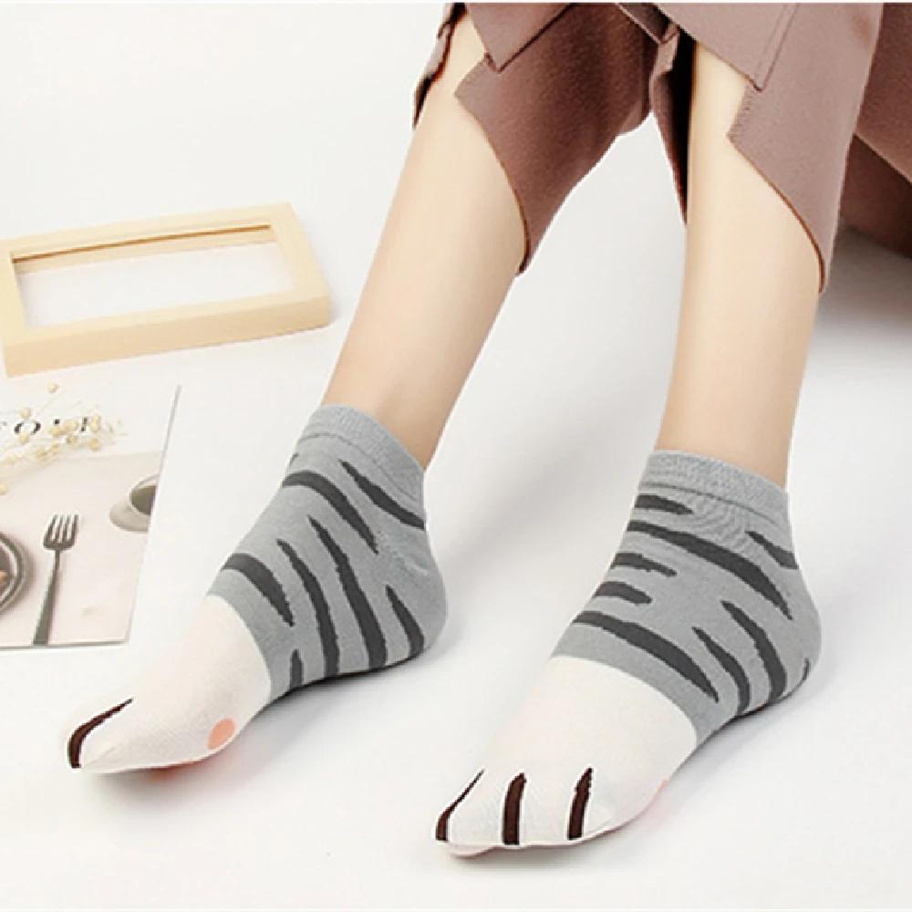 Women Cotton Cute 3D Knitted Cat Claw Low Cut Ankle Socks Ladies Girls Short Hosiery Dog Paws Sokken Dropship