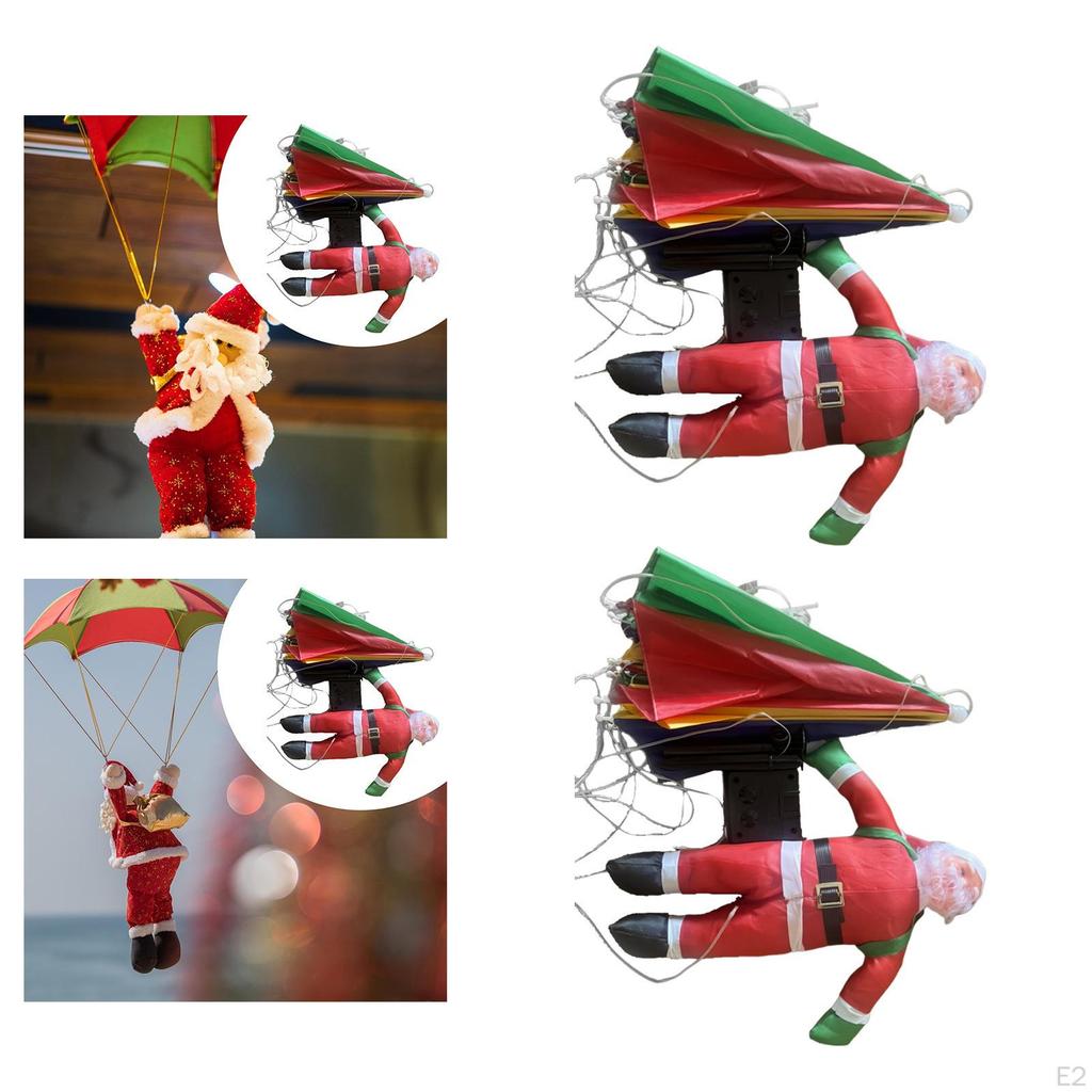 Dekoracje Świąteczne Święty Mikołaj Spadochron Światło Zasilane Solarnie Wiszące na Drzewo
