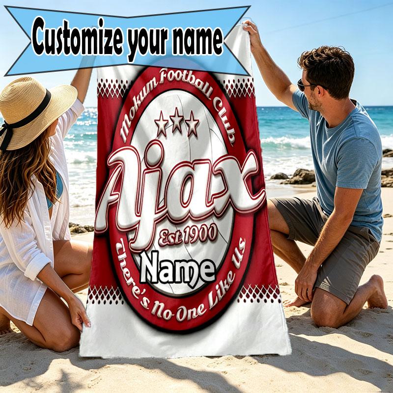 Custom Name Personalized Ajax Print Beach Towel, for Trip Camping Beach Party Home Decor, Birthday Gift for Family & Friends