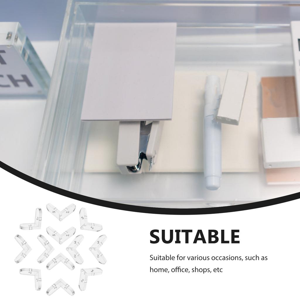 15Pcs Fixed Buckle Corner Code Transparent Bracket Acrylic Braces Clear Angle Connectors Storage Cases Home Decor Figurines