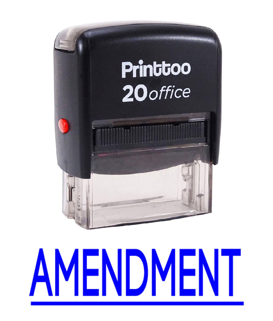 

Printtoo Self Inking AMENDMENT Rubber Stamp Office Stationary Custom Stamp - 14 mm x 38 mm (Approx) синій