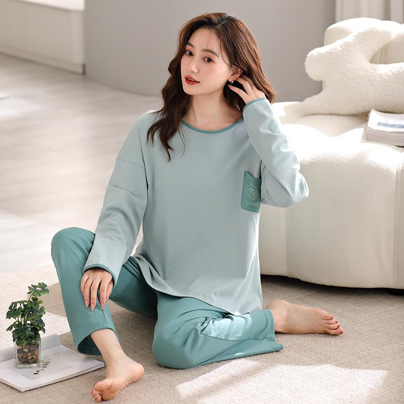 

Pajamas Women S Pure Cotton Long-Sleeved Thin Cotton Casual Can Be Worn Outside Loungewear 3XL