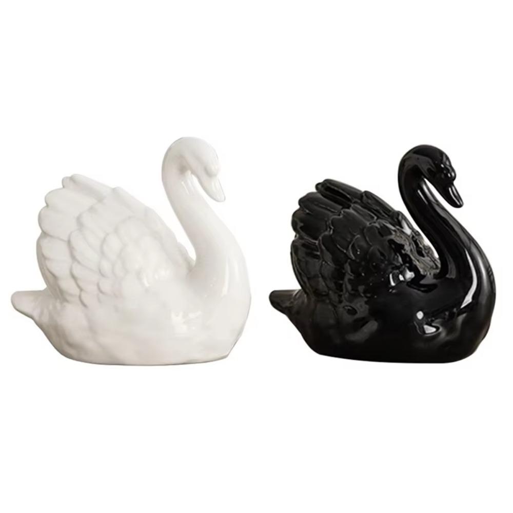 Elegant White Swan Statue Easy To Use Swan Couple Figurine Nordic Black Swan Ornaments  Home Decor