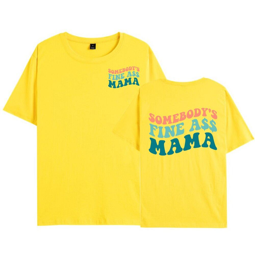 Somebodys Fine Ass Mama Shirt Retro Printed Front and Back Mama Tshirt Mom Life Tee Women Mama Funny Graphic Tee Gift for Mama