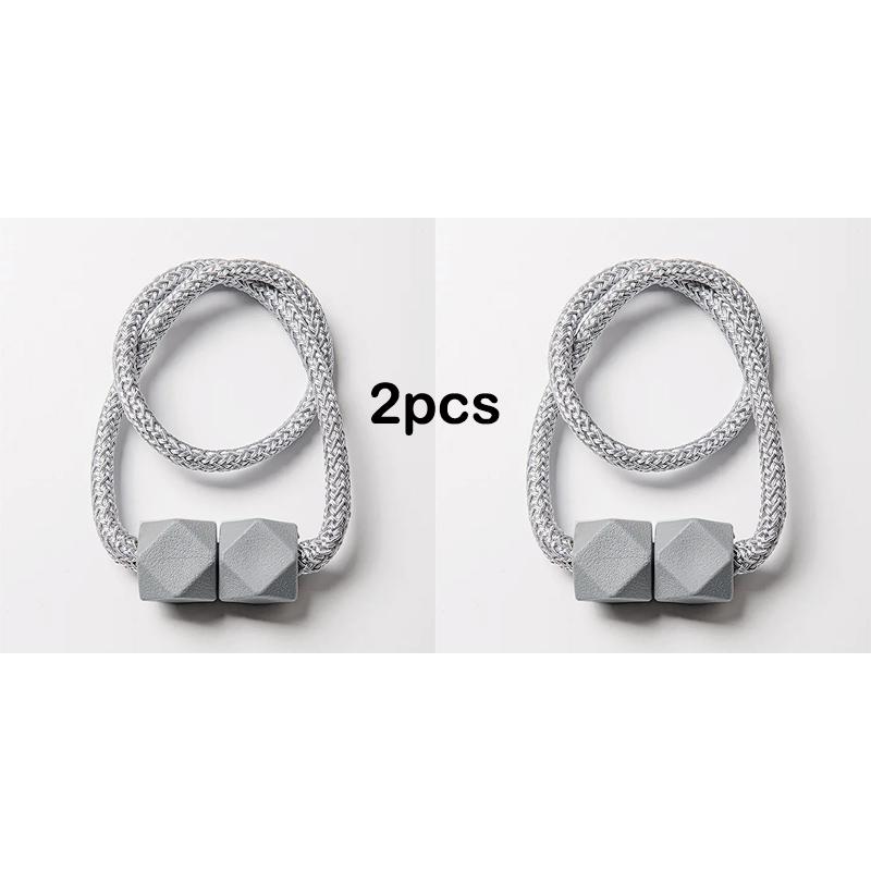 

2 шт. Подхваты для штор с сильным магнитом, дизайн из толстой веревки, для спальни, гостиной, кухни, прочный пластик, аксессуар для домашнего декора серый