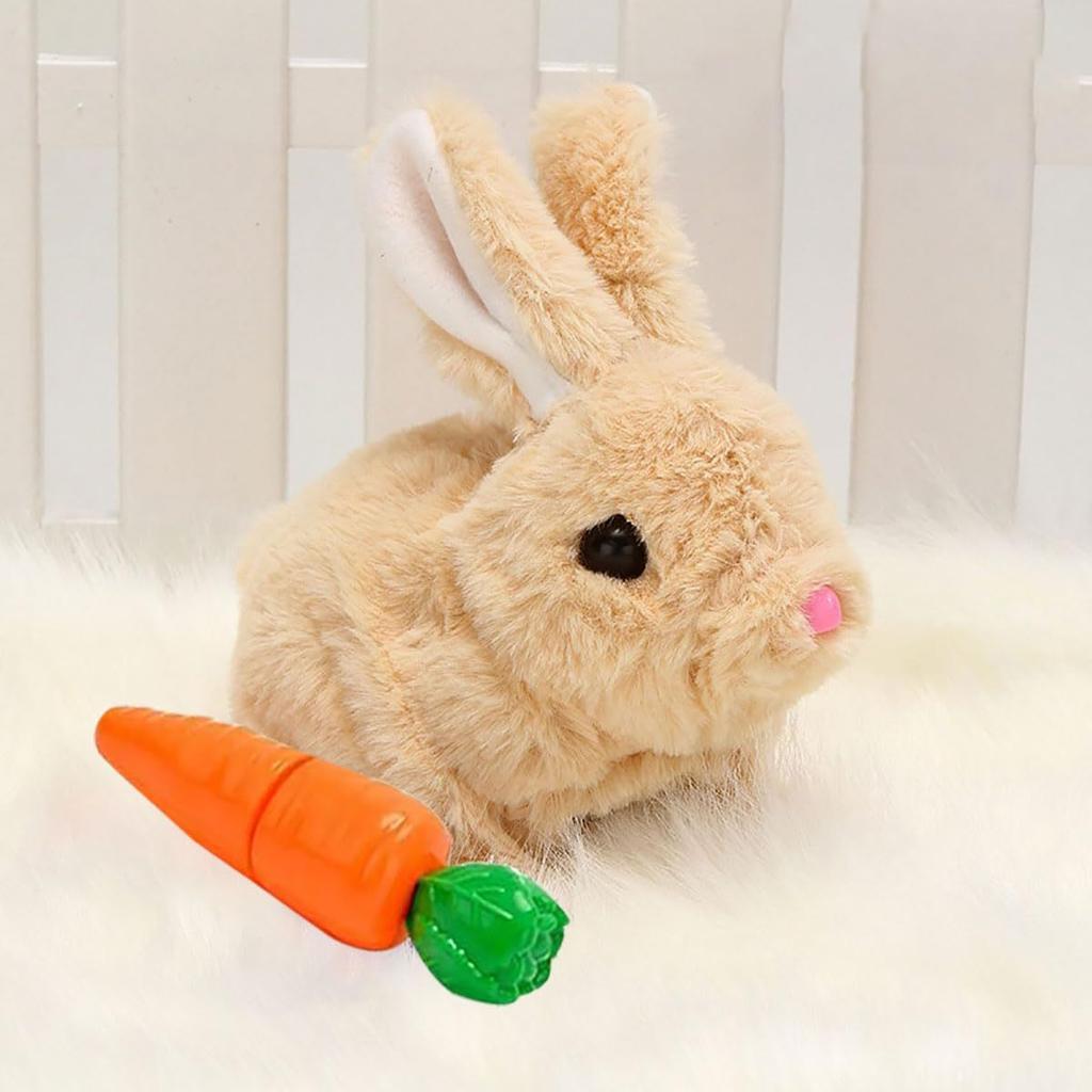 Plush Electric White Rabbit Simulation Pet Will Walk, Call, Move Mouth, Shake Ears, Long-haired Rabbit Pet Toy