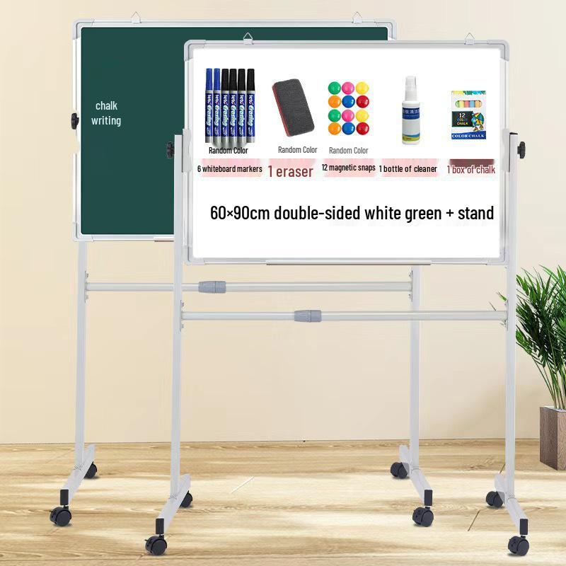 Double-Sided Movable Whiteboard & Blackout Board Easel Stand for Home & Office Teaching