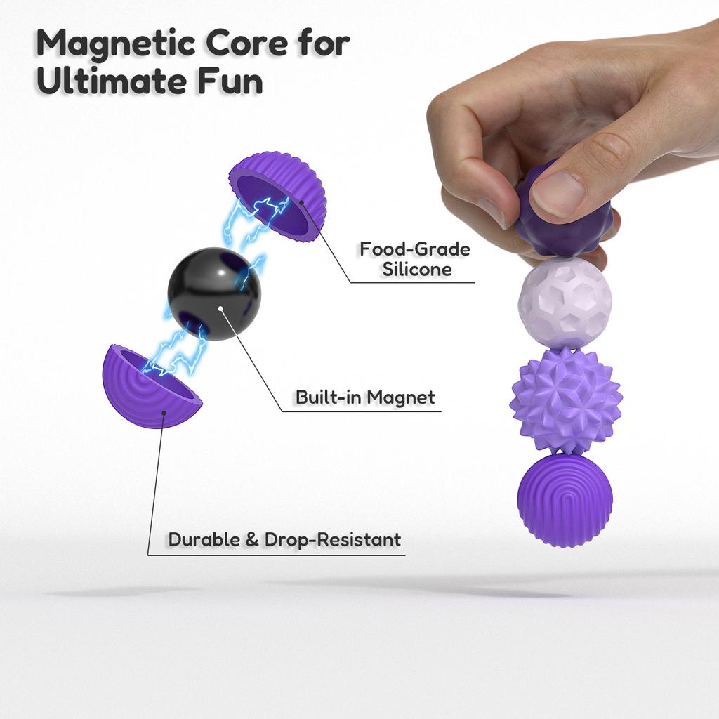 4/8 pieces Magnetic Sensory Silicone Ball Hand Touch Ball Soft Massage Training Raised Point Waist and Back Foot Massage Ball