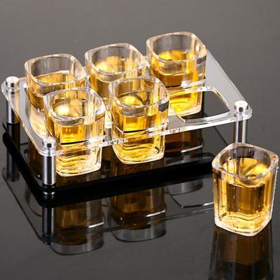 6/12/24 Holes Glass Tray Holder Hole Bar Acrylic Glass Holder Wine Glass Cup Serving Tray Cups Organizer Glass Display For Club