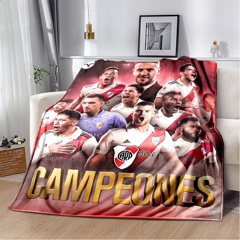 River Plate Team Collage Red Glow Flannel Blanket Argentine Football Throw Blanket Sports Fan Bedroom Warm Sofa Cover