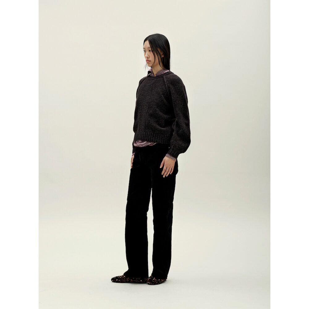 Anggae Wilted Knit Pullover Brown