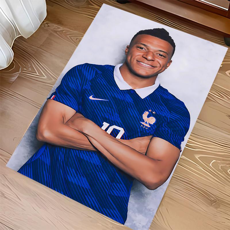 1pc Kylian Mbappé Print Area Rug - Soft,Washable Non-Slip Indoor Mat for Office Chairs,Living Room,Home Office Decorative Rug