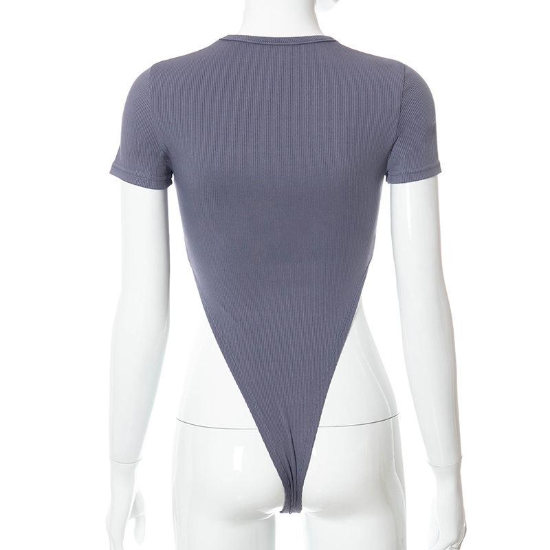 Y2K Spring/Summer Women's Contrasting Printed Letter Round Neck Sexy Slim Fit Jumpsuit