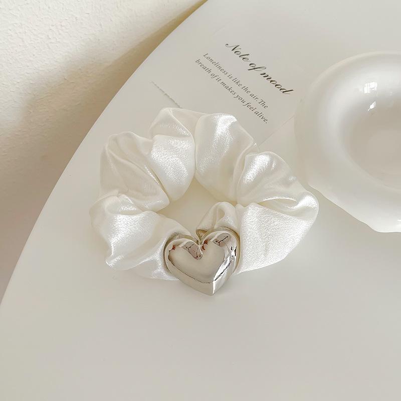 Hair ring French retro satin large intestine ring adult temperament hair accessories simple Joker Pearl balls hair rope.