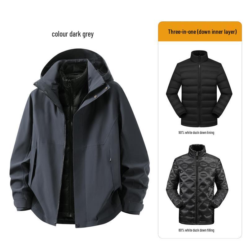 Stone Style Waterproof Shell Jacket with Down Layer and Custom Logo Print
