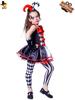 Flickors Rutiga Clown Halloweenkostym med Djävulshorn och Kjol