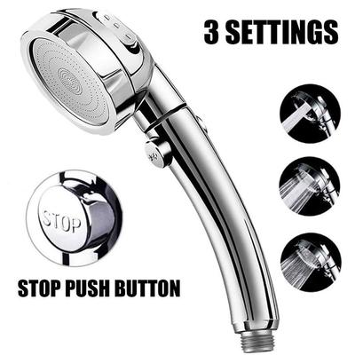 High Pressure Shower Head Three Modes Water Saving Handheld Showerhead With Stop Button