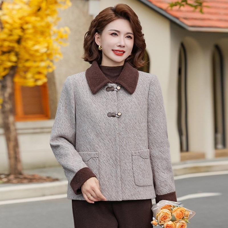 Mom Winter Plush Woolen Jacket Fashionable New Middle-aged and Old Women Autumn and Winter Thickened Warm Imitation Mink Velvet Top