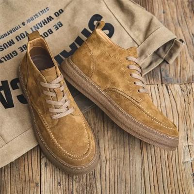 Arbeitsstiefel Herren Herbst und Winter Echtleder High Top Board Schuhe Herren Casual Wildleder Herrenstiefel Retro Mattierte Stiefel
