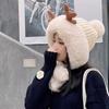 Cute Warm Winter Hat Lacing Ear Protection Bear Ears Hat Velvet Antlers Woolen Bucket Hat Women